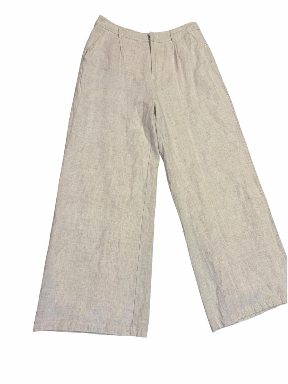 Altar'd State Wide Leg Pants High Rise Natural Linen Blend Flowy Casual Medium